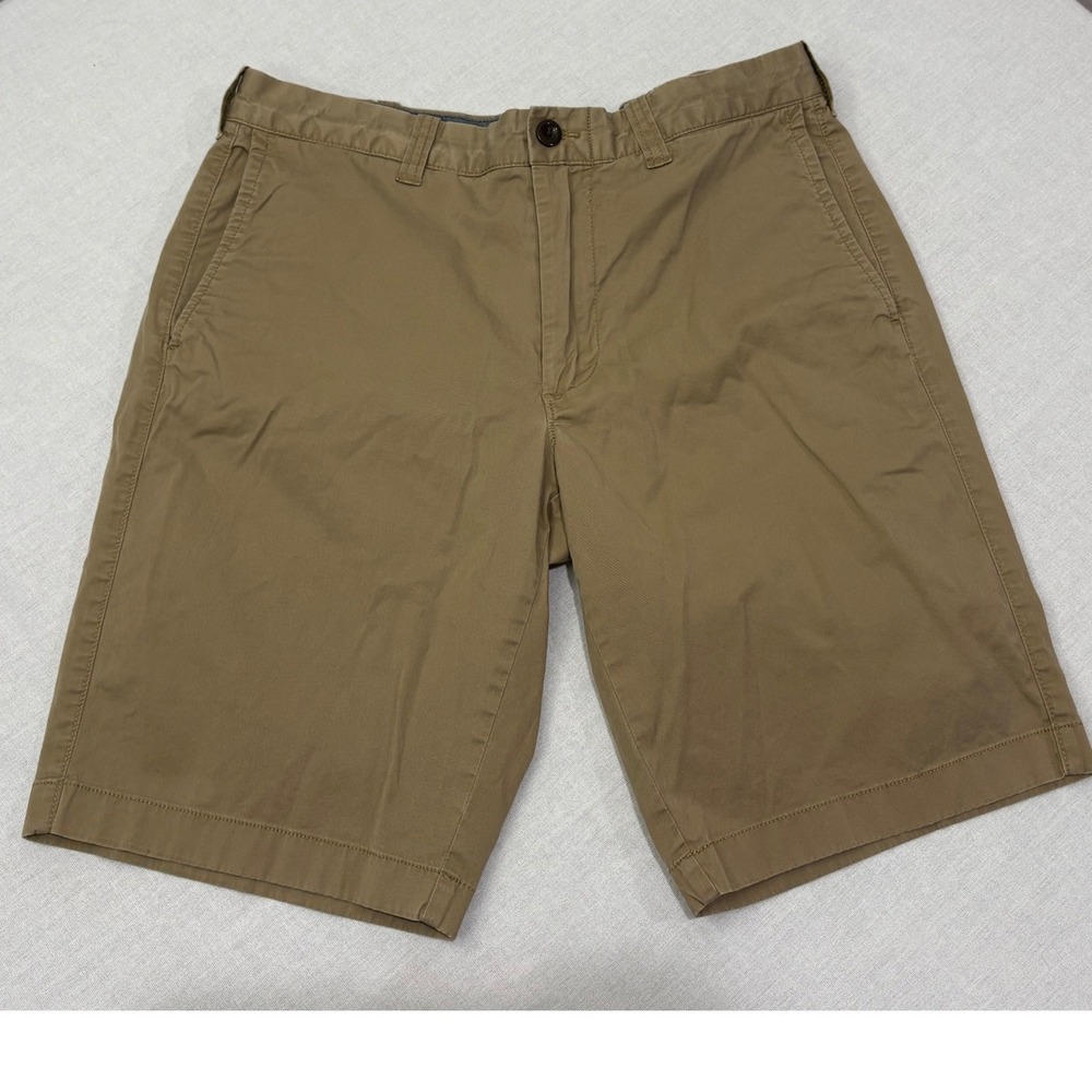 J Crew Stretch Mens Chino‎ Flat Front Khaki Tan Causal classic Shorts Size 32